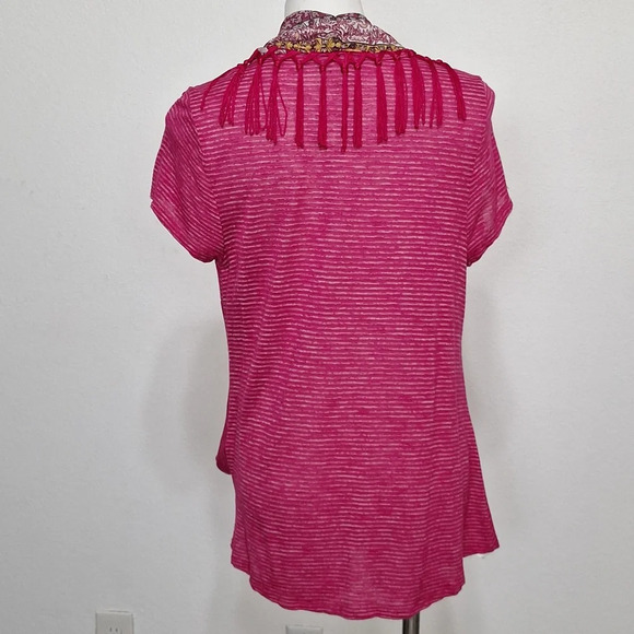 Energe World Wear Bohemian NWOT Pink Boho Striped W/Scarf & Twist Bottom Hem *XL - Picture 10 of 13